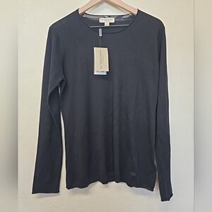 BURBERRY LONDON CREWNECK LONG SLEEVE WOOL BLAND Black Soft Light Sweater SIZE XL